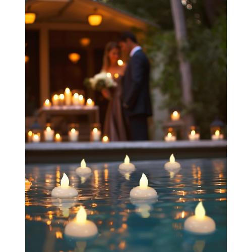 Homemory 200 Hours 35 Pack Flameless Floating Candles, Warm White Led Flickering Tealight Candles in Bulk, Decor for Wedding, Party, Centerpiece, Pool, Christmas