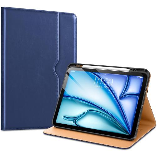 VIKESI Case for iPad Air 13 inch (M3) 2025 / (M2) 2024,Premium Leather Folio,Apple Pencil Holder,Auto Sleep/Wake,Stand Cover - Navy Blue