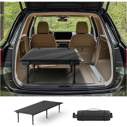Folding Camping Cot for Universal SUV Truck MVP,Car Bed with Adjustable Leg and Length 600D Oxford Non Inflatable Air Mattress,Sleeping Platform for Traveling Black(Short Legs)