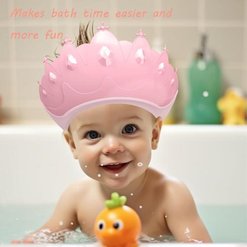 Baby Shower Cap Shield, Baby bath set shower cap, Visor Hat for Eye and Ear Protection for 0-9 Years Old Children,Cute Crown Shape Makes the Baby Bath More Fun (Pink) LiLiBBShie