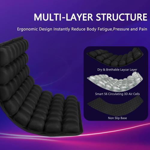 SUNFICON Air Cushion Inflatable Chair Air Seat Cushion Car Portable Breathable Comfort Cushion Office Wheelchair Pad Orthopedics Pain Pressure Relief Cushion Camping Seat Mat 18 x 16 x1 in Black