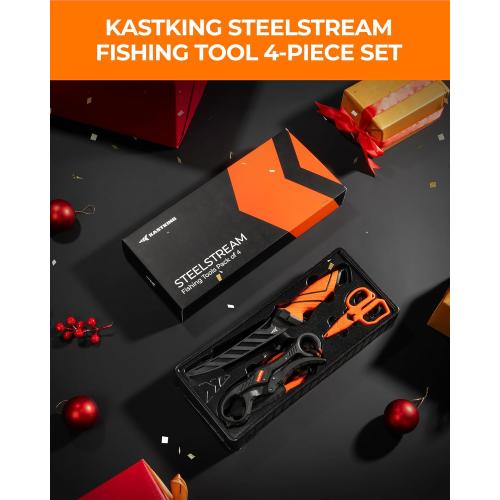 KastKing SteelStream Fishing Tool Set, Fishing Gear - Corrosion Resistant Fishing Pliers, Fillet Knife, Fishing Scissors, Fish Lip Gripper, Multi-Functional Jaw, Fishing Gifts for Men