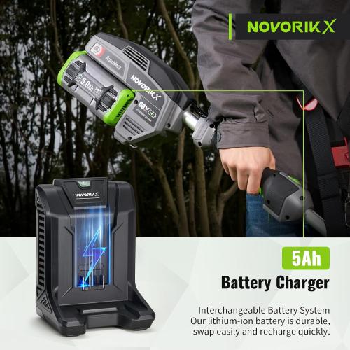 Size 17 inch 60V Lithium Ion Cordless String Trimmer, 17 Inch Two Speed Brushless String Trimmer with 5.0Ah Battery and Charger
