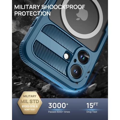 Lanhiem Magnetic for iPhone 16 Plus Case, IP68 Waterproof Dustproof Case, [Compatible with Magsafe] [Built-in Screen Protector] Full Body Heavy Duty Rugged Phone Cover 6.7 inch, Blue/Clear