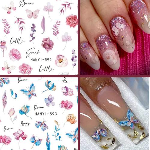 8 Sheets Multicolor Floral Nail Art Stickers & Decals for Nail Art