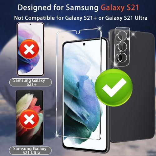 iAnder 3 Pack Glass Screen Protector for Galaxy S21, 3 Pack Camera Lens Protector with Easy Installation Tray, Supports Fingerprint Sensor, HD Retina Clarity, Case Friendly