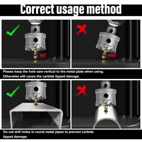 SALI 3-3/4(95mm) TCT Hole Saw Kit Tungsten Carbide Tipped Hole Saw Drill Bit with Titanium-Plated Pilot Drill bit for Metal, Stainless Steel, Iron, Wood, Plastic