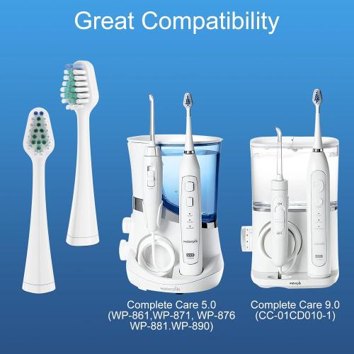 Replacement Toothbrush Heads for Waterpik Complete Care 5.0/9.0, and Compatible with AquaSonic Duo and Home Dental Center Electric Toothbruh, 5 Count(Pack of 1), Black