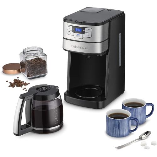 Cuisinart Automatic Grind & Brew 12-Cup Coffee Maker with Blade Grinder, Programmable Coffee Machine Glass Carafe with 1-4 Cup Setting, Brew Pause, Grind-Off Option, DGB-400NAS, Black/Stainless Steel