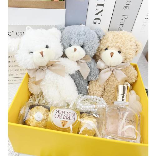 12 pcs Mini Stuffed Teddy Bears 4.7 Inch Small Plush Teddy Bears Bulk for DIY Keychain Birthday Christmas Party Favor (White   Brown   Grey)