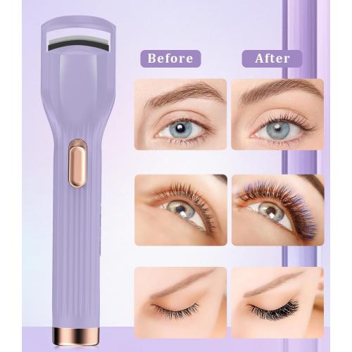 Purple Heated Eyelash Curler Premium PRO - Fast Heat up in 8s - 24 Hours Long Lasting - Rechargeable Electric Eyelash Curler with Type-C, Innovative L Silicone, 2 Heat Modes, Anti-Burn Eyelid, Purple-CB