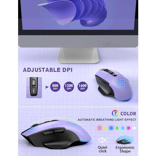 Wireless Keyboard and Mouse Backlits, Wrist Rest, LED Mouse, Rechargeable Ergonomic Keyboard with Phone Holder, Silent Light Up Combo for Computer, Mac, PC, Laptop, Chromebook (Black ? )