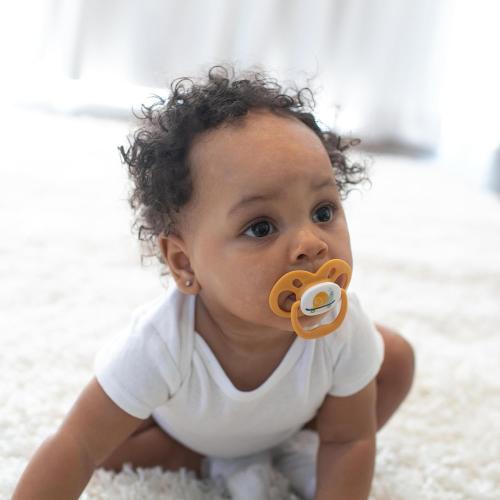 Dr. Brown's Advantage Glow-in-the-Dark Baby Pacifier, Fully Symmetrical Soother with Soft Silicone Bulb, Skateboard Snail-Blue Nature, 6-18m, BPA Free, 4 Pack