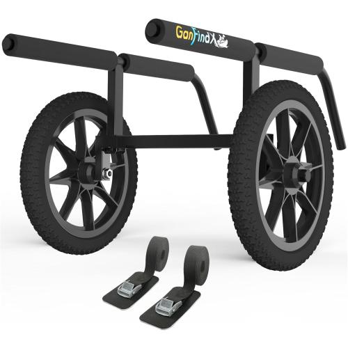 GanFindX Kayak Cart Canoe Trolley Carrier Kayak Accessories Transport Dolly with Solid Foam Wheels Detachable Frame Upright and Crossbar Terrain