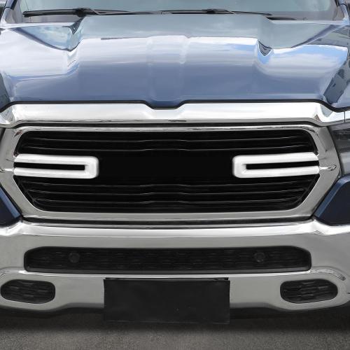 Jimen Compatible with Dodge Ram 2018-2025, 2PCS Front Grille Cover Exterior Trim Accessories (White)