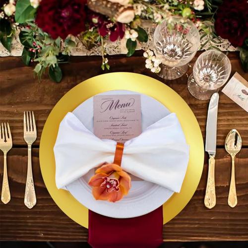 Cedilis 100PCS Disposable Gold Paper Charger Plate, 13 Round Gold Placemats for for Elegant Table Decor, Perfect for Weddings, Holiday Parties, Receptions