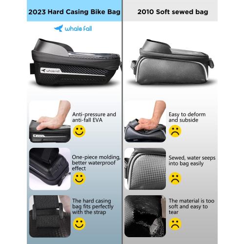 whale fall Bike Frame Bag Waterproof, 3D Eva Hard Shell, Bike Phone Holder, Bicycle Top Tube Bag, Cycling Pouch with Rain Cover, Bike Accessories for Phones Under 7
