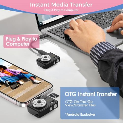HOTU Mini Keychain Digital Camera, Y2K Pocket-Size Mini Camera, 2MP 1080P Small Camera with 8GB Card, Video Recorder with Long Battery Life for Travel, Party and Vlog (Black)