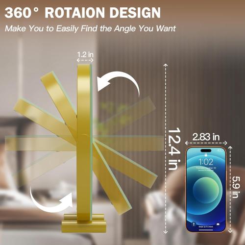 ROLOVE Gold Vanity Mirror with Lights, 12 Inch 3-Color Dimmable Smart Touch Makeup Mirror for Desk, 360° Rotation Tabletop Lighted Mirror for Bedroom, Dressing Room & Daily Grooming