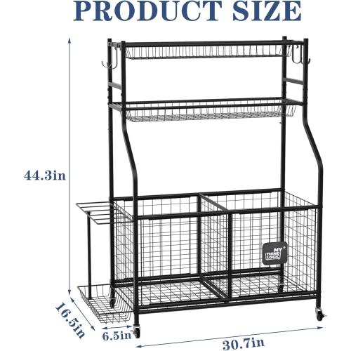 Mythinglogic Sports Equipment Garage Organizer,Garage Ball Storage for Sports Gear and Toys, Rolling Ball Cart with Wheels for Indoor/Outdoor Use