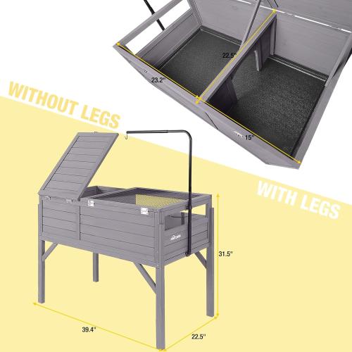 Aivituvin Tortoise Habitat, Wooden Tortoise House with Detachable Legs, Turtle Cage Reptile Terrarium with Lamp Holder