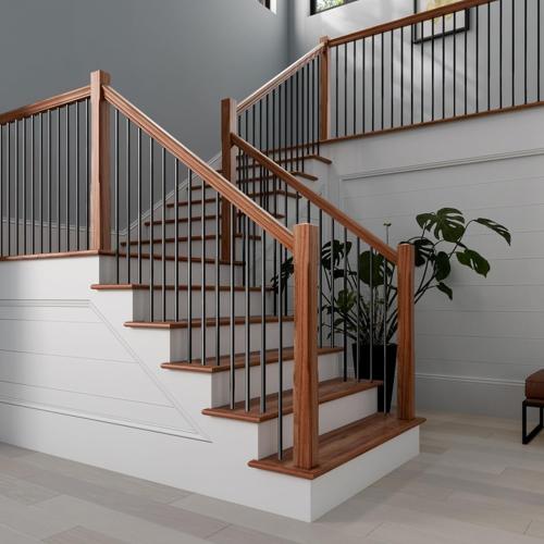 Iron Stair Balusters 5/8 Round 44 Long - 15-Pack Hollow Wrought Iron Plain Spindles for Classic Indoor Staircases，Satin Black