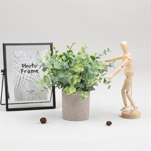 Mini Potted Fake Plants, Artificial Plastic Eucalyptus Plants Greenery Plants for Home Office Farmhouse Kitchen Bathroom Table Decor