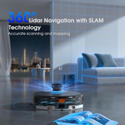 Robot Vacuum and Mop Combo, Robotic Vacuums Cleaner with LiDAR Navigation, Smart Mapping, Strong Suction, with WiFi/App/Alexa/Voice Control, Obstacle Avoidance, for Home, Wood/Hard Floors, Pet Hair