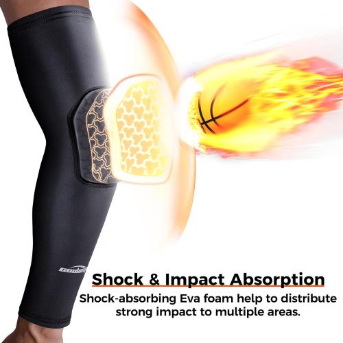 COOLOMG Padded Arm Sleeves Compression Elbow Pads for Volleyball Basketball Football Youth Kids Adult