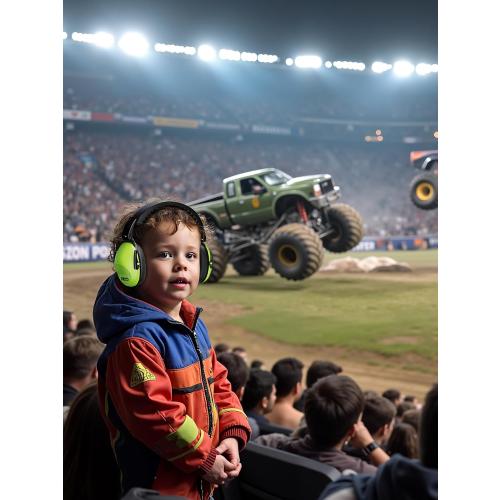 Ear Muffs for Noise Reduction: 27.4SNR Noise Cancelling Headphones for Kids Adults, EM100 Adjustable Hearing Protection Earmuffs for Monster Jam, Autism Sensory, Concerts, Fireworks