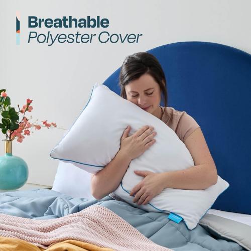 Linenspa Two Pack Shredded Gel Memory Foam Pillow, Standard Size – Cooling Bed Pillow – Soft and Supportive – Side, Stomach, and Back Sleepers – Pack of 2 – CertiPur Certified