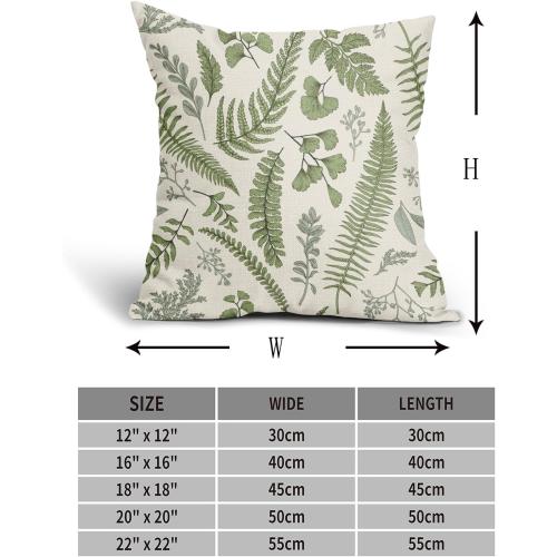 Sage Green Leaf Plant Pillow Covers 18X18 Inch Set of 2 Tropical Fern Herbs Botanical Leaves Floral Decorative Pillow Cases Vintage Cushion Case Farmhouse Home Decor For Couch Sofa Porch Outdoor