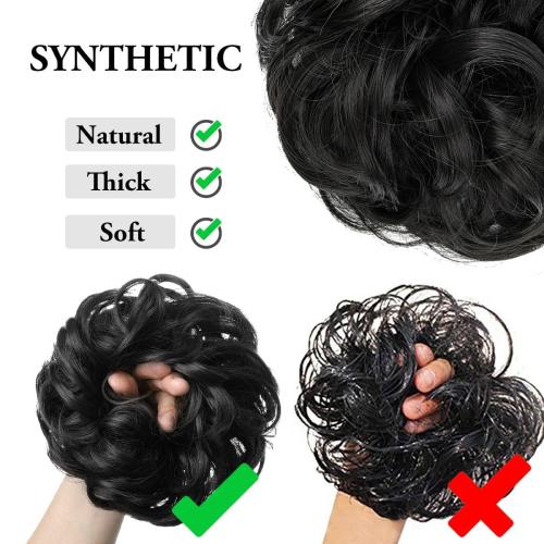 CJL HAIR Large Messy Bun Hair Piece Wavy Curly Scrunchies Synthetic Chignon Ponytail Hair Extensions Thick Updo Hairpieces for Women White