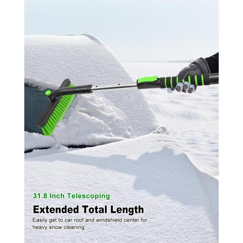 SEAAES Ice Scraper with Snow Brush for Car Windshield, Upgraded Extendable Snow Brush with Foam Grip for Truck SUV Vehicle Windows