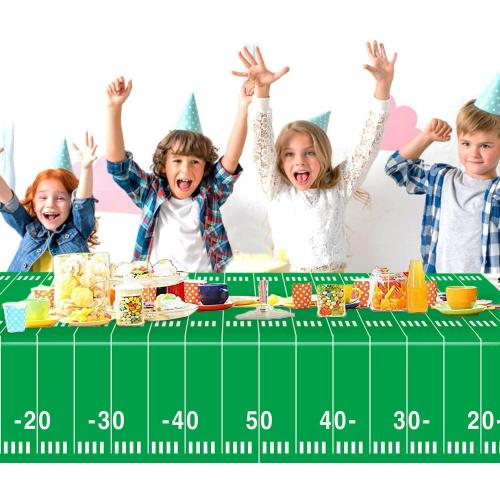 Oigco Football Party Decorations Tablecloth Disposable Plastic Touchdown Table Cover Perfect for Football Birthday Party Decorations and Gameday Tailgate Decorations 54 X 108Inch, 2 Pack