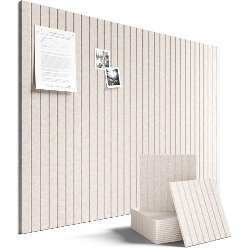 Fluxynara 48 x 36 Large Felt Bulletin Board, Oatmeal | 12 Pack Cork Board Alternative with 60 Safe Adhesive Tabs, Pin Boards for Wall Decor, Home, Office, Classroom,Dorm