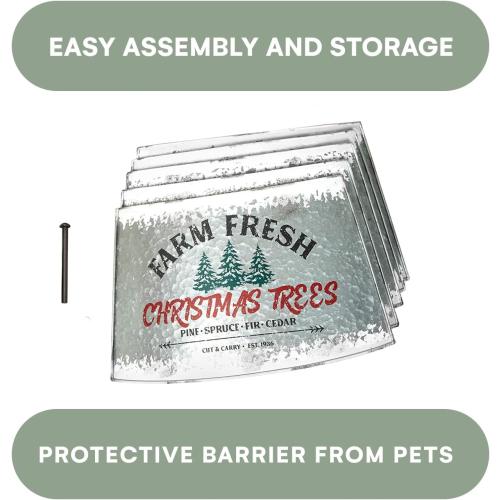 Galvanized Christmas Tree Collar - Adjustable Metal Skirt for Large to Small Trees - Distressed White, Standard Size - Christmas Decor