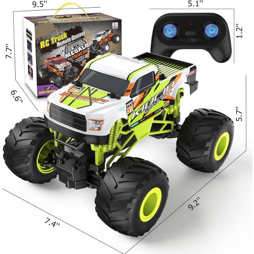 Scientoy Remote Control Car, 20KM/H Monster Truck Toys for Ages 5-7, 1:16 Scale All Terrain RC Cars for Boys & Girls Age 4-7, 2.4Ghz Off Road RC Truck, Christmas Birthday Gift for Kids