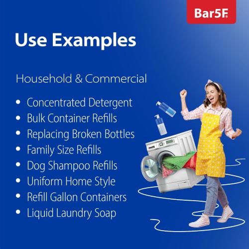 Bar5F Pump Bottle 32-Ounce 1-Liter Empty for Shampoo Conditioner Body Wash Lotion BPA-Free Crystal-Clear 2Pk