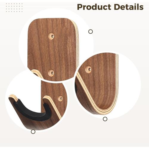 Set of 2 Strummm Guitar hook wall mounted twin pack Walnut