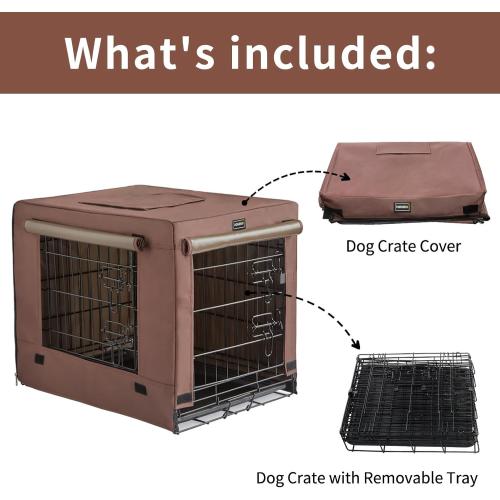 DONORO Dog Crates for Small Size Dogs Indoor Double Door Dog Kennels & Houses for Puppy and Cats, Collapsible Metal Contour Dog Cages (Brown, 24.0 L x 18.0 W x 20.0 H)