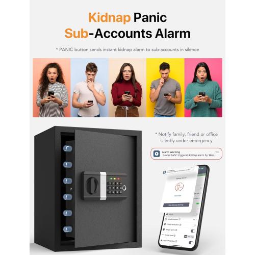 FORFEND Smart Home Safe | WiFi Safe Box App Lock/Alarm | Voice Command, Kidnap Alarm, Tamper Detect, Frozen Mode, Sub Account| Digital Safe Anti Theft