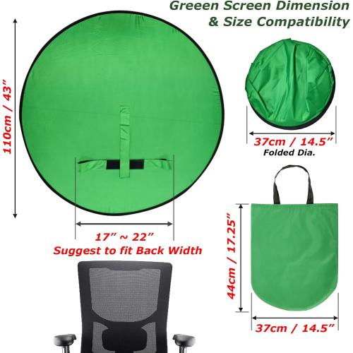Cosmos 1 Pc Green Screen Backdrop 43 in / 110 cm Diameter Foldable Portable Photography Background Green Screen Chroma Key Backdrop for Photography Photo Video Studio, Live Streaming, Video Meeting