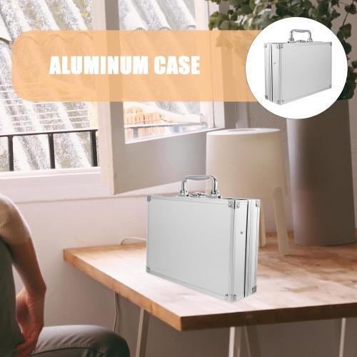 minkissy Aluminum Briefcase Tool Storage Box Lightweight Portable Multi-functional Aluminum Alloy Toolbox with Lock for Travel Work and Cosmetic Organization