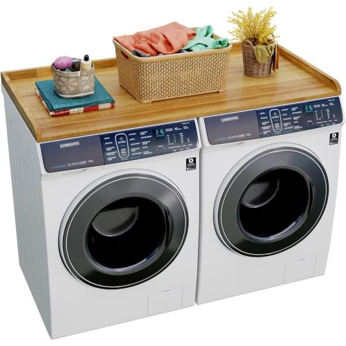 Washer Dryer Countertop Solid Wood,Washer and Dryer Countertop,with Edge Rails,Laundry Room Essentials, Suitable for Laundry Room Storage,Protect Washer and Dryer Covers for The Top