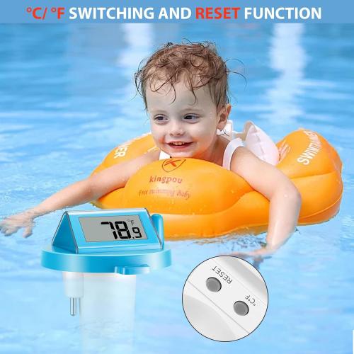 Solar Pool Thermometer Floating Easy Read - IPX8 Waterproof Digital Pool Water Temperature Thermometer for Swimming Pools, Hot Tubs, Ponds, Ice Baths