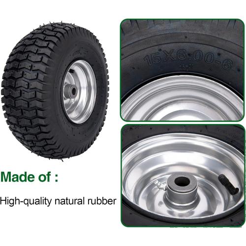 15x6.00-6 Lawn Mower Tire and Wheel Front Tire Compatible with John Deere Craftsman Husqvarna Riding Mowers Lawn Tractors