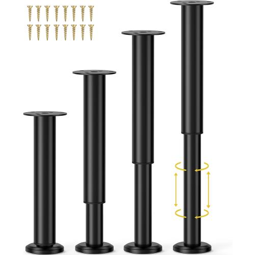 4 Pcs Adjustable Bed Center Support Legs 10-17 inch for Bed Frame/Bed Center Slat, Metal Adjustable Furniture Legs for Bed/Cabinet/Sofa/Dresser/Couch/Table,Heavy Duty Bed Replacement Legs