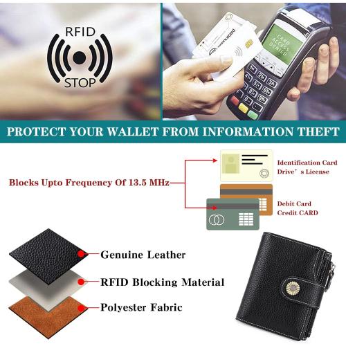 Falan Mule Wallet for Women - Genuine Leather, Compact, RFID Blocking, Bifold Wallet