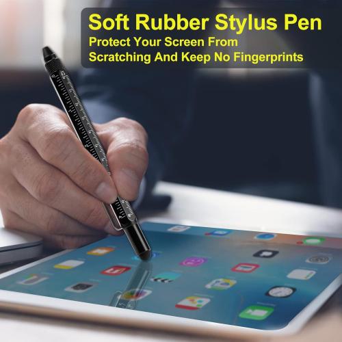 Gifts for Men, Dad, Him, Husband, 9 in 1 Multitool Pen Set with LED, Stylus, Level, Screwdriver, Mens Gift from Daughter, Wife, Son, Cool Gadgets Birthday Gifts for Men, Father, Black, 1 Pack